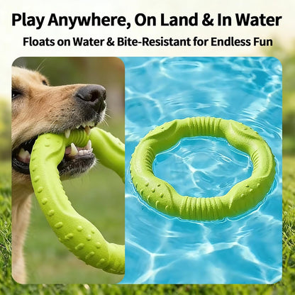 Dog Ring Toy - Durable Flying Ring for Fetch, Water Play & Training | Tough Chew-Proof Design for Aggressive Chewer Breeds, Easy-Throw Lightweight Frisbee for Medium/Large Dogs(Green/30Cm)